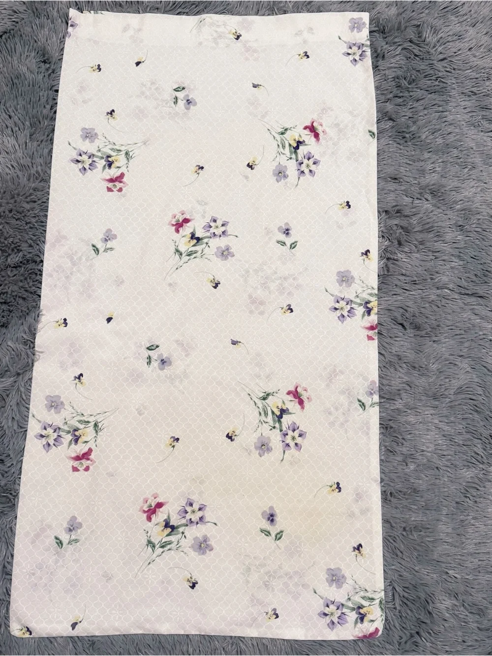 Floral King Size Pillowcase - White with Purple & Pink Flowers